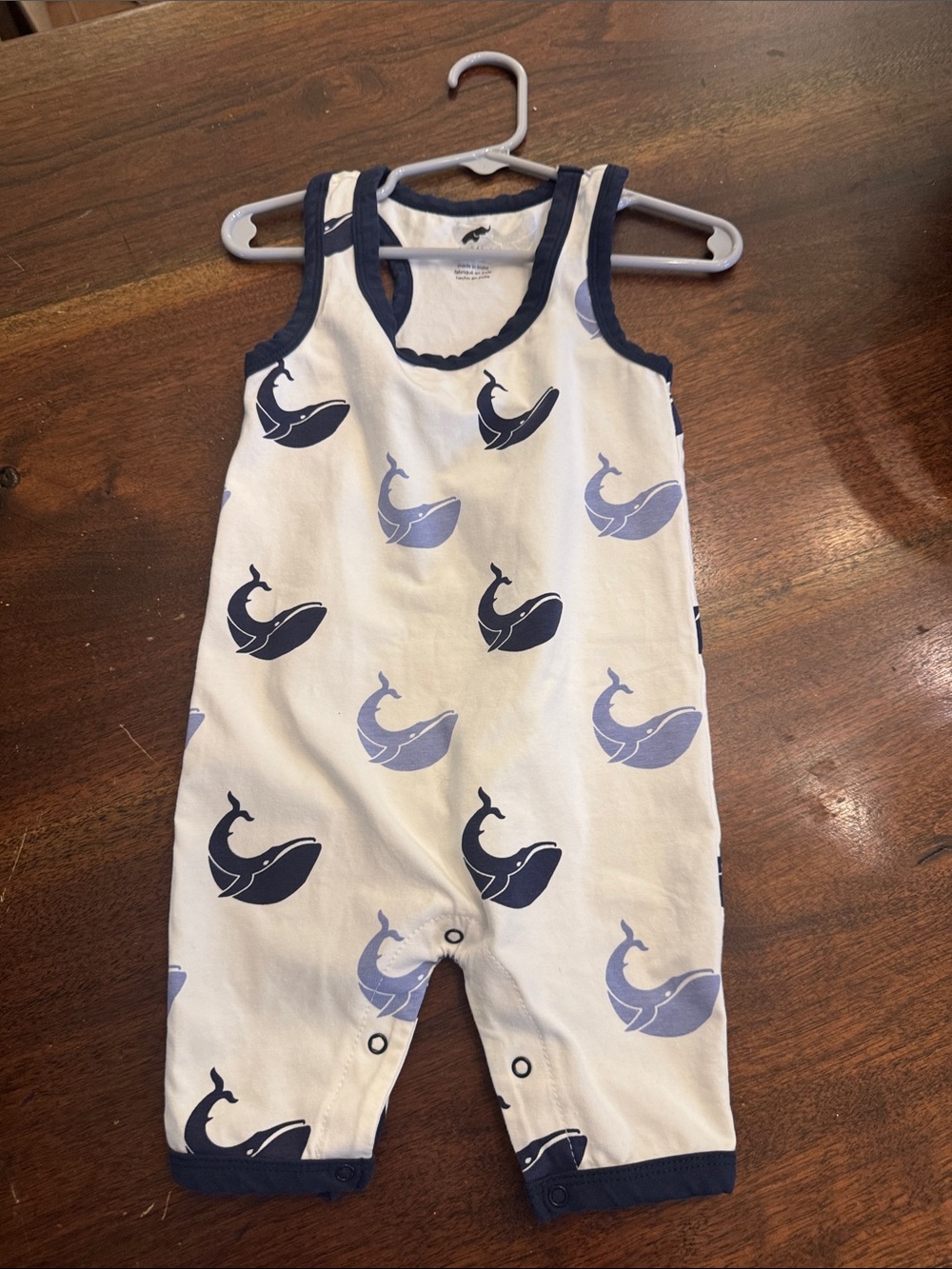 Monica and Andy Kids Whale Print Sleeveless romper - Navy & White
